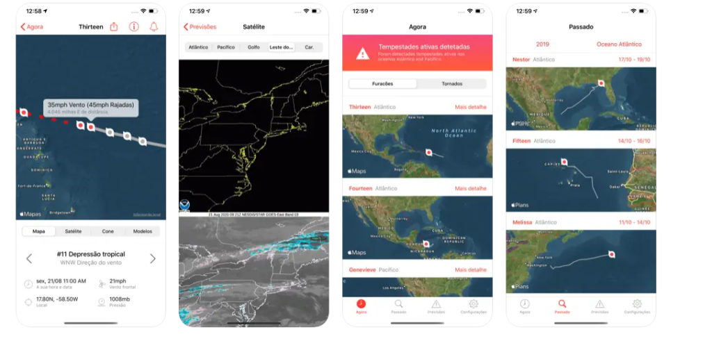 App que gera alertas de tempestades e furacões